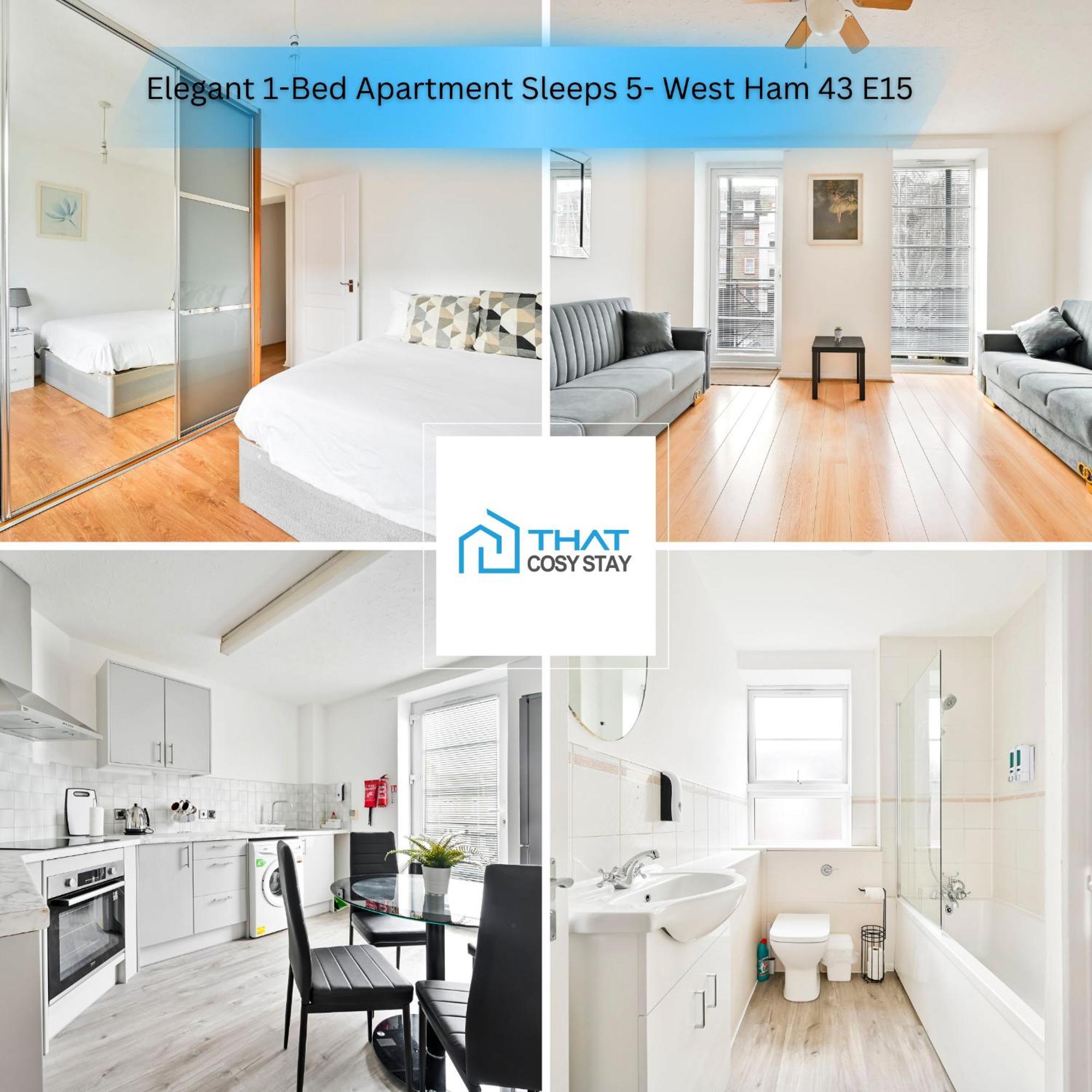 Perfect 1-bed E15, Sleeps 5, 1 Min From Tube Station, Near Westfields Appartamento